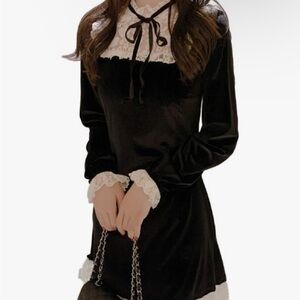 Elegant Black and White Lace Dress